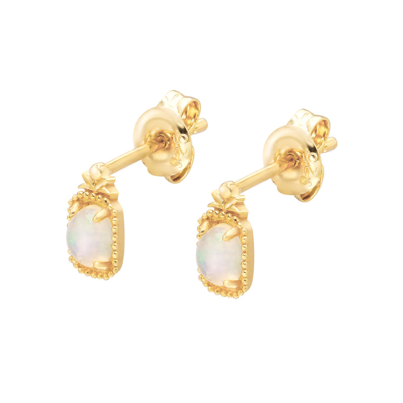 Brincos de Opala Africana Banhados a Prata 14K