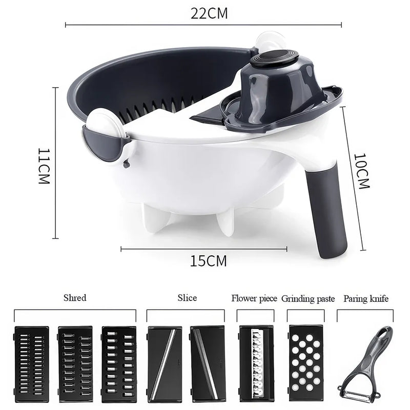 9-in-1 vegetable slicer with drain basket, view 8 - MRSLM