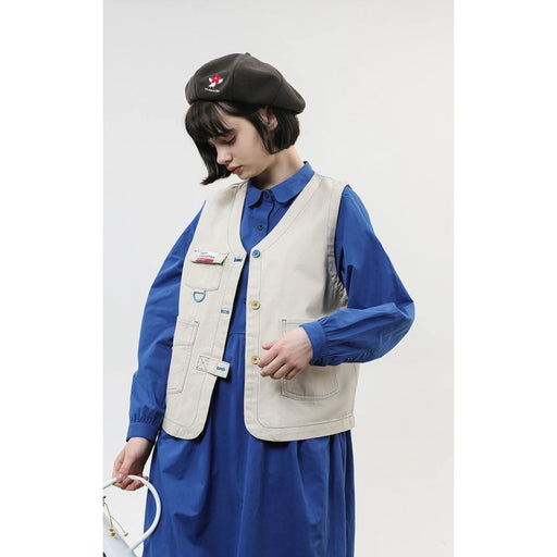 vintage cotton v-neck waistcoat, view 2 - MRSLM