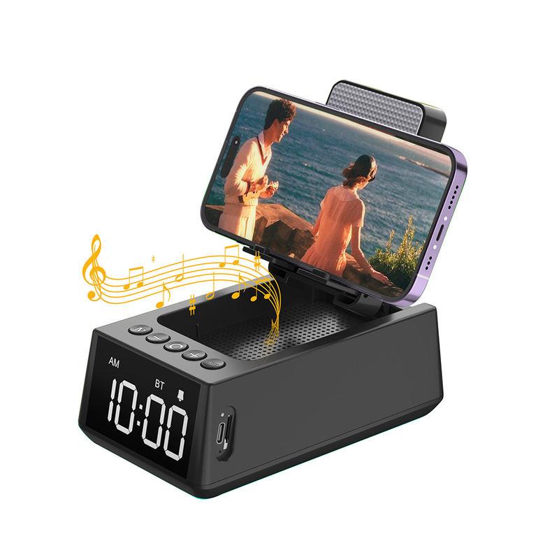 foldable bluetooth speaker stand with alarm clock, view 10 - MRSLM