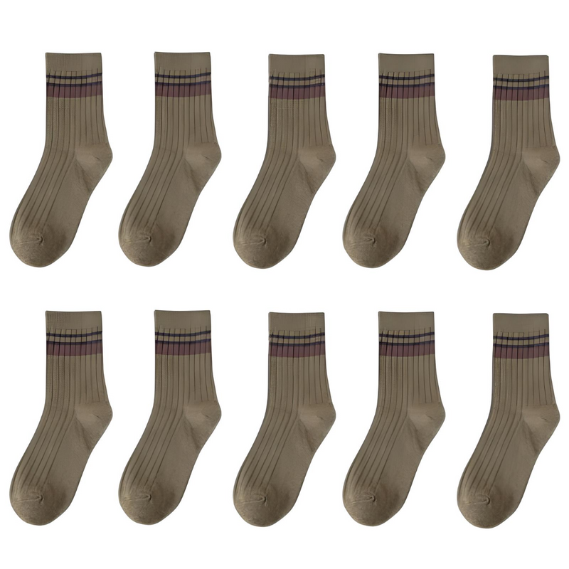 10 pares de meias listradas de algodão para homem