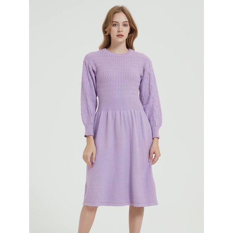 Vestido de malha elegante de manga comprida