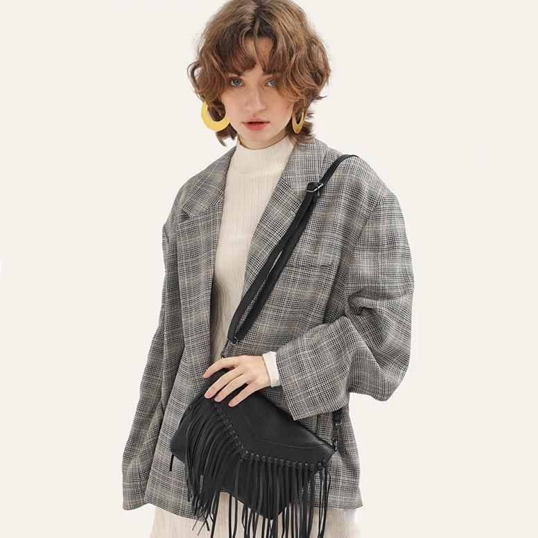 Vintage Boho-Umhängetasche mit Quastenfransen