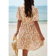 printed short sleeve A-line dress, view 16 - MRSLM