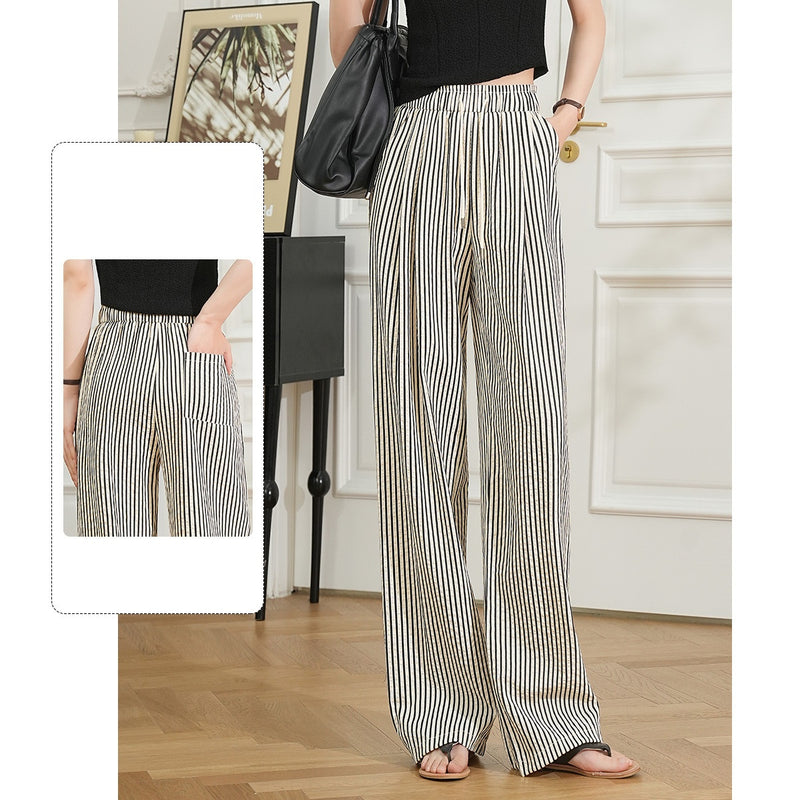 Women's wide leg striped pants, view 4 - MRSLM