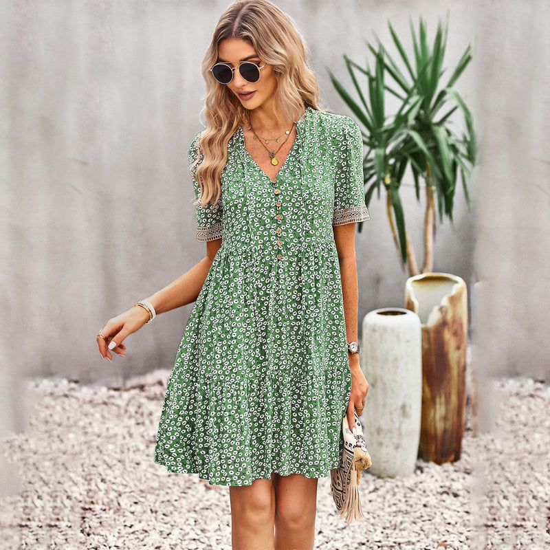 Floral short sleeve dress, view 6 - MRSLM
