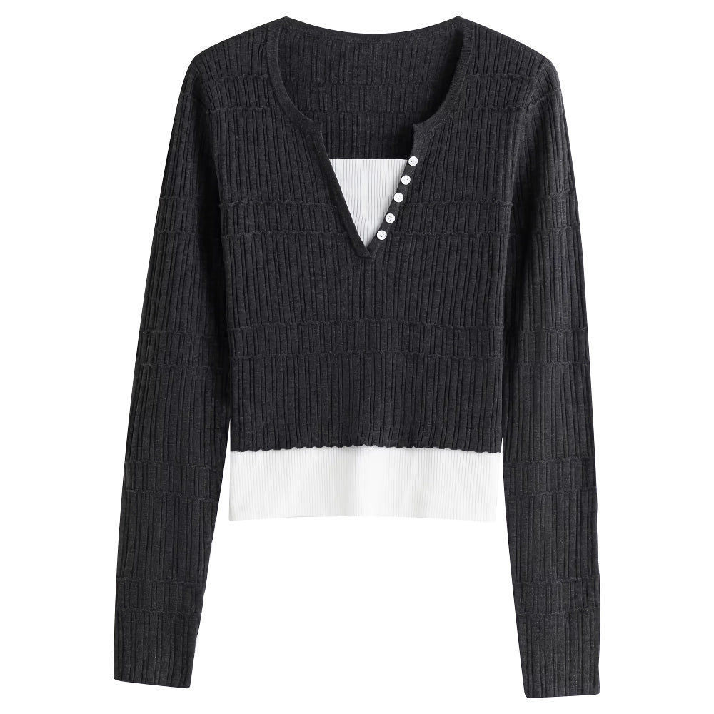 Vielseitiger, schmal geschnittener Strickpullover mit V-Ausschnitt