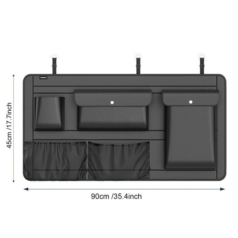 High-Capacity Leather Car Storage Organizer for Backseat & Trunk - Black