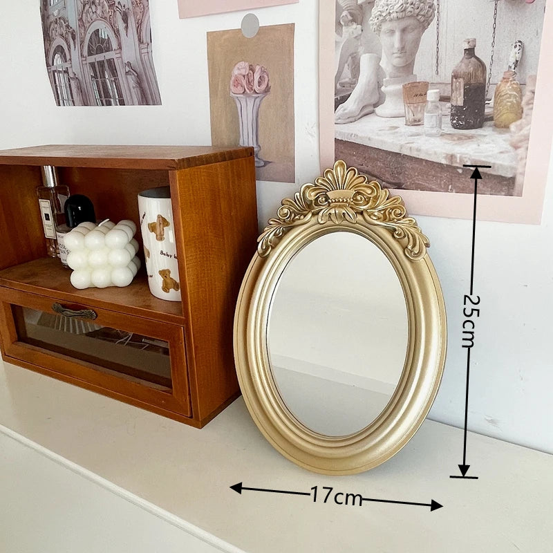 gold carved frame table mirror, view 2 - MRSLM