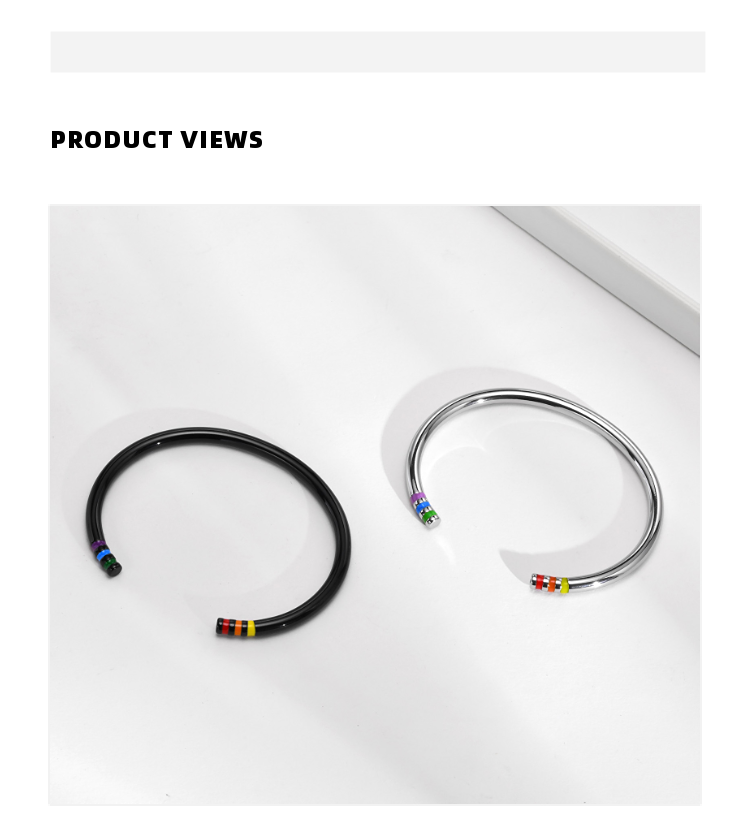 rainbow pride couples cuff bracelet, view 5 - MRSLM