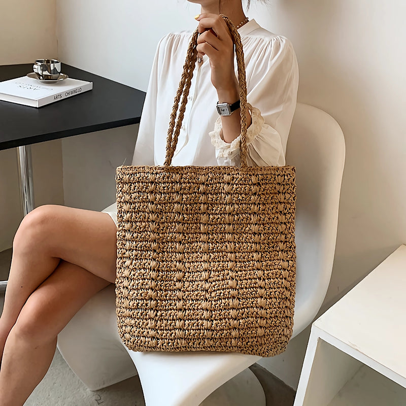 summer straw tote bag, view 4 - MRSLM