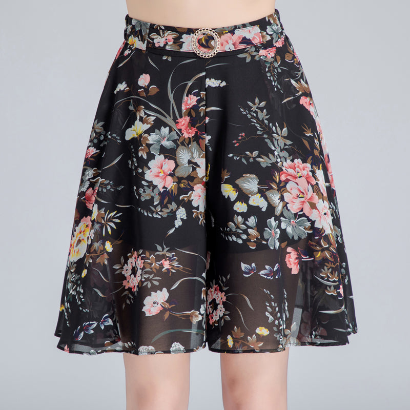 Women's Summer Chiffon Wide Leg Shorts Skirt