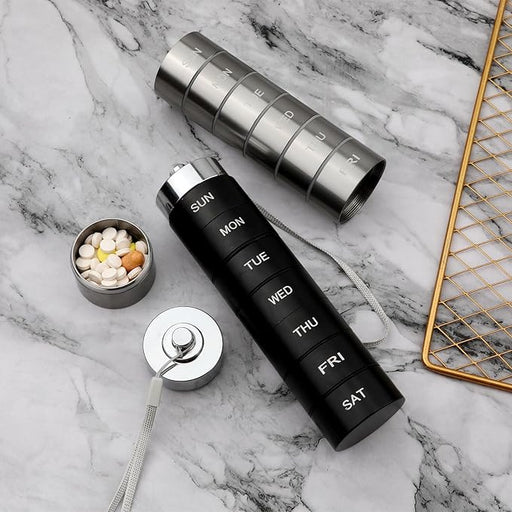 portable 7 grids aluminum pill box - MRSLM