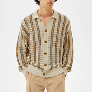men's striped knit cardigan, view 3 - MRSLM