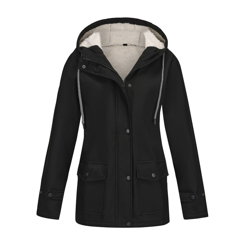 Damen-Anorak, gefüttert mit Fleece, wasserdichte Jacke