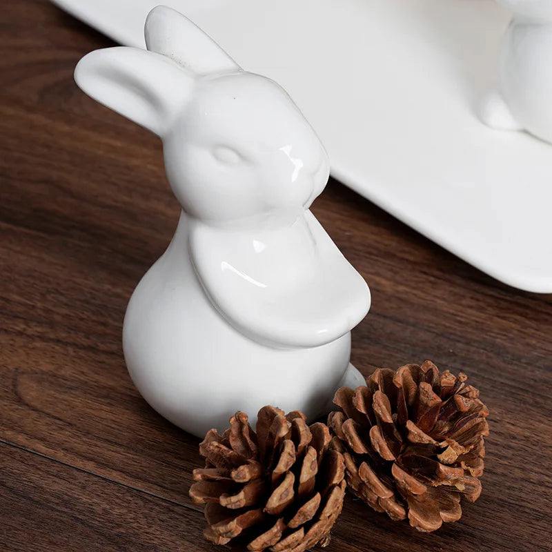 rabbit square ceramic plate, view 8 - MRSLM