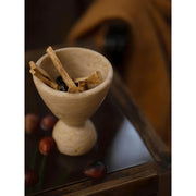 handcrafted travertine stone incense burner, view 7 - MRSLM