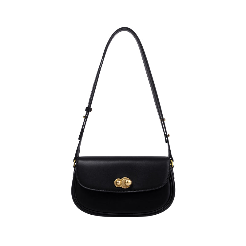 square cowhide texture shoulder bag, view 3 - MRSLM