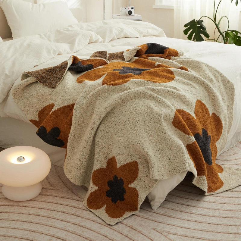 floral knitted throw blanket, view 11 - MRSLM