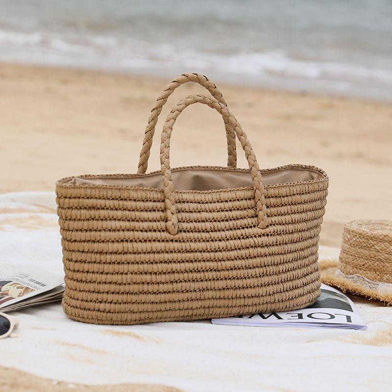 handmade straw woven beach bag - MRSLM
