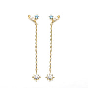 sterling silver y-shaped star long studs, view 3 - MRSLM