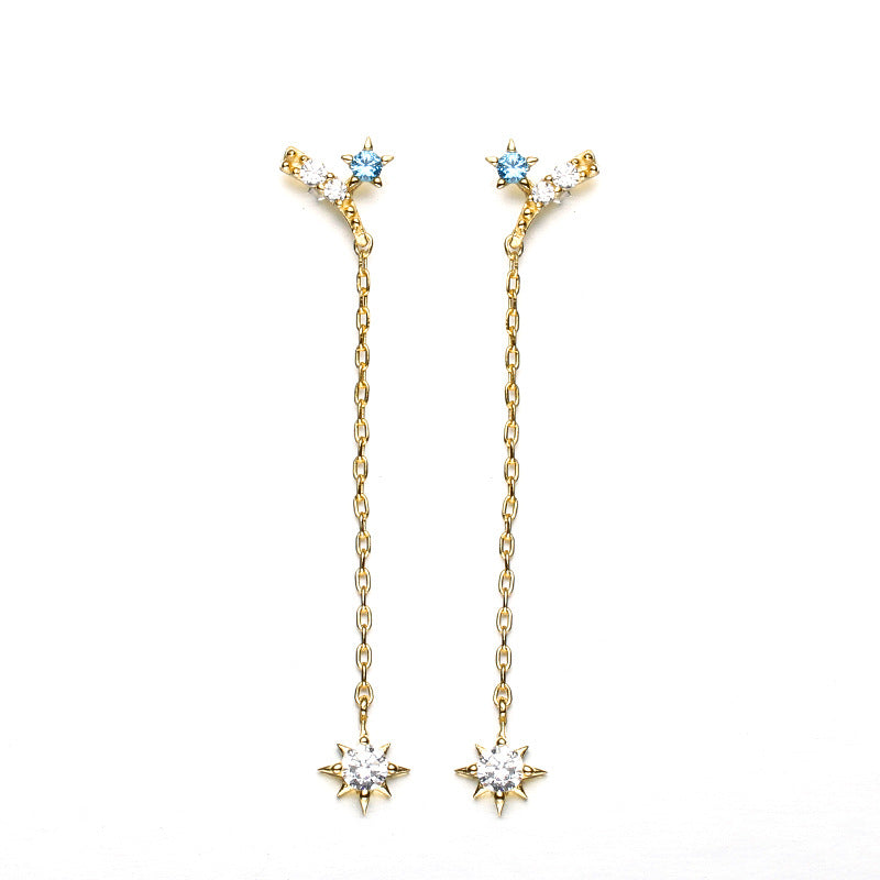 sterling silver y-shaped star long studs, view 3 - MRSLM