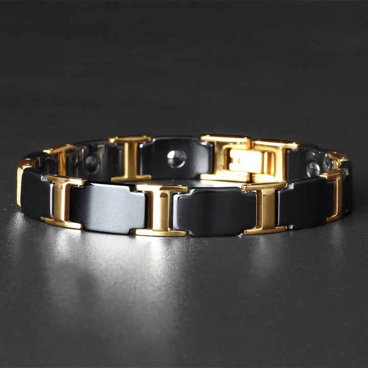 Titanium Stainless Steel Ceramic Bracelet Gold Plated
