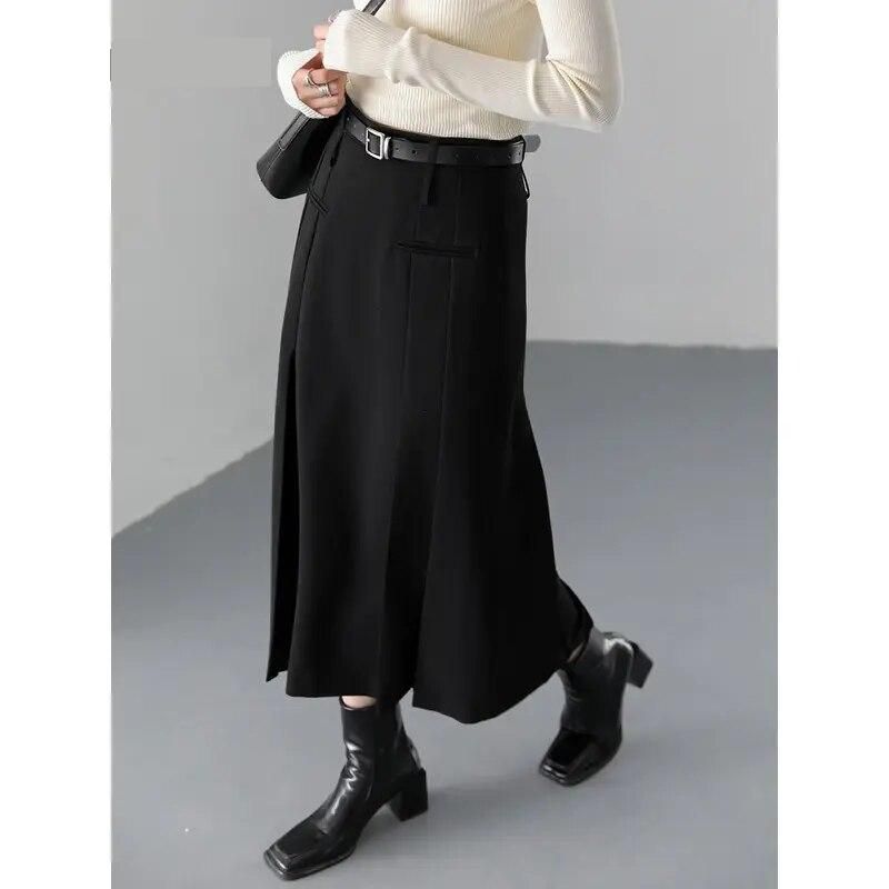 high waist pleated a-line skirt, view 5 - MRSLM