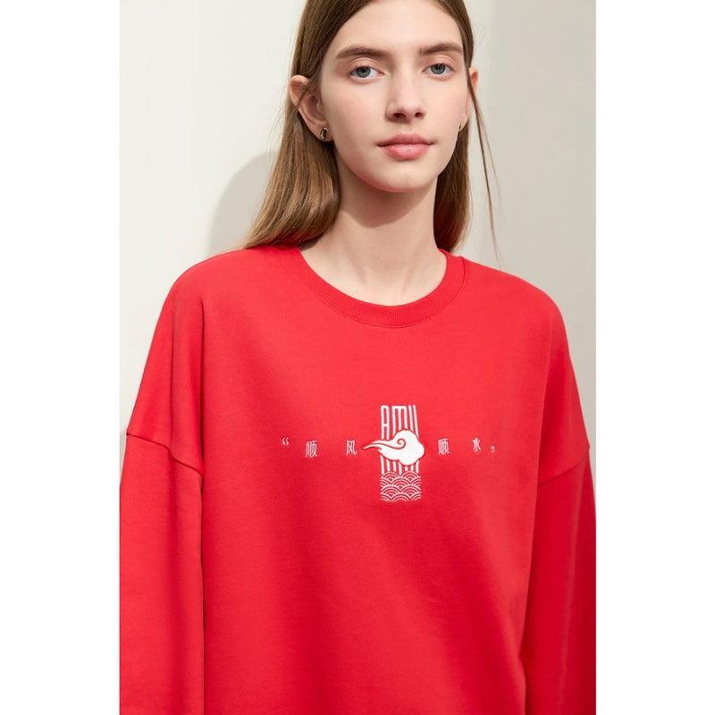 minimalist embroidered pullover for women, view 4 - MRSLM