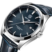 men's 41mm leather band quartz watch, view 3 - MRSLM
