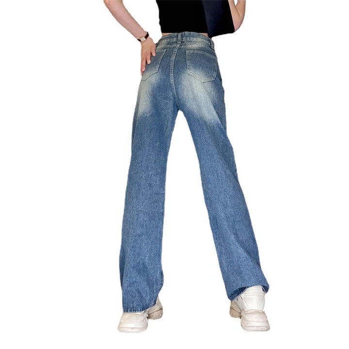 Women's Fashionable Retro Straight High Waist Jeans