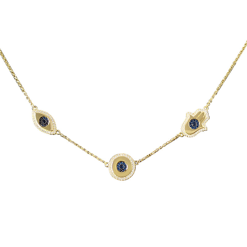 lucky eye gold necklace, view 5 - MRSLM