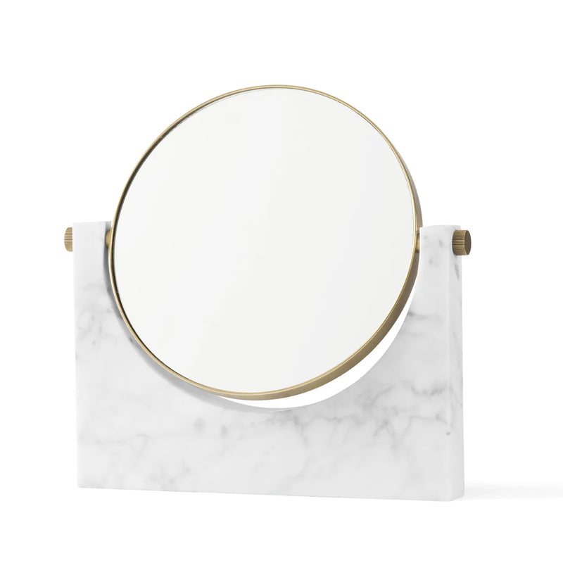 Marble rotating makeup vanity mirror, view 3 - MRSLM