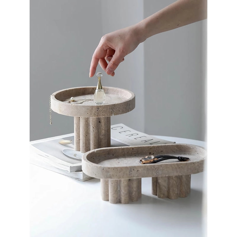 luxury marble serving tray with legs, view 6 - MRSLM