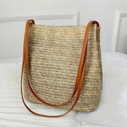 bohemian straw woven shoulder bag, view 3 - MRSLM