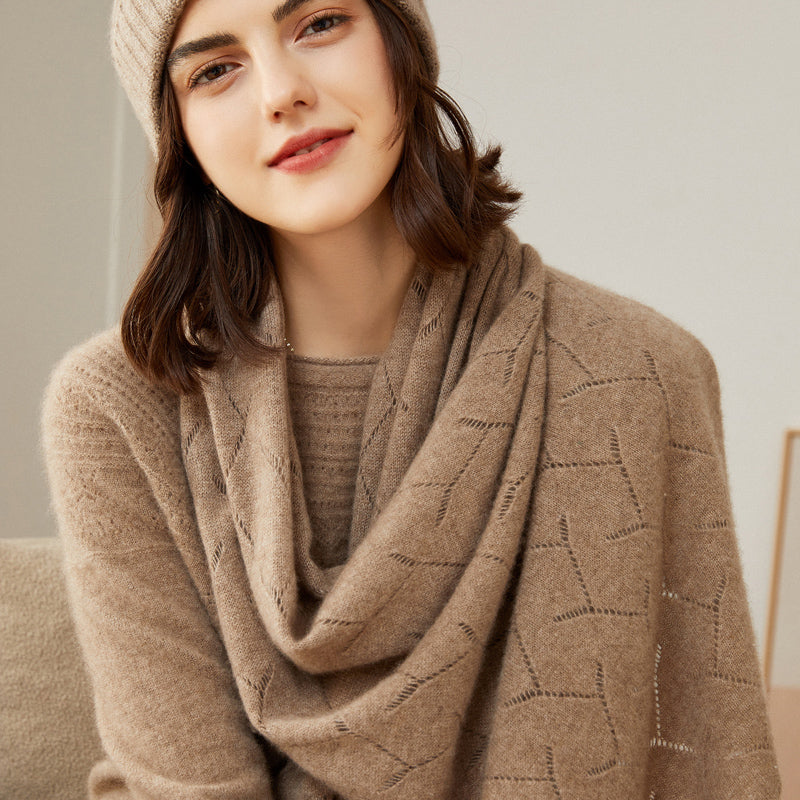 100% goat cashmere knitted scarf, view 8 - MRSLM