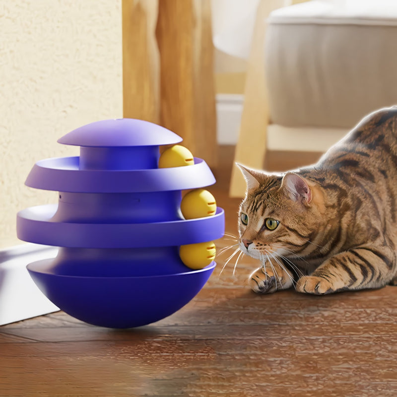 3-layer cat tumbler toy with balls, view 4 - MRSLM