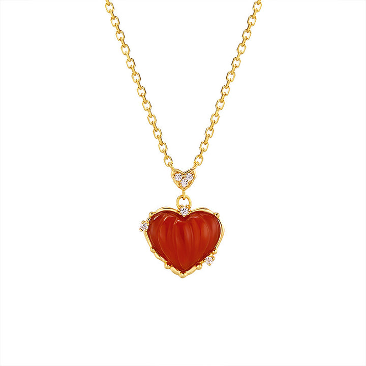S925 Sterling Silver Red Agate Collar Necklace
