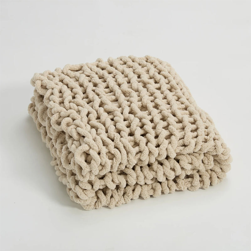 chenille chunky knit blanket throw, view 3 - MRSLM