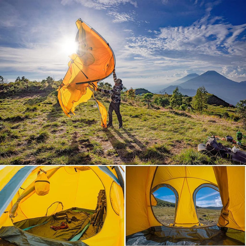 Barraca de camping impermeável de camada dupla para 2 pessoas, adequada para 4 estações do ano.