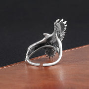 men's silver flying eagle ring, view 7 - MRSLM