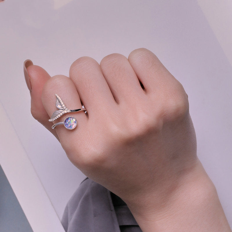 ladies sterling silver fish tail ring, view 2 - MRSLM