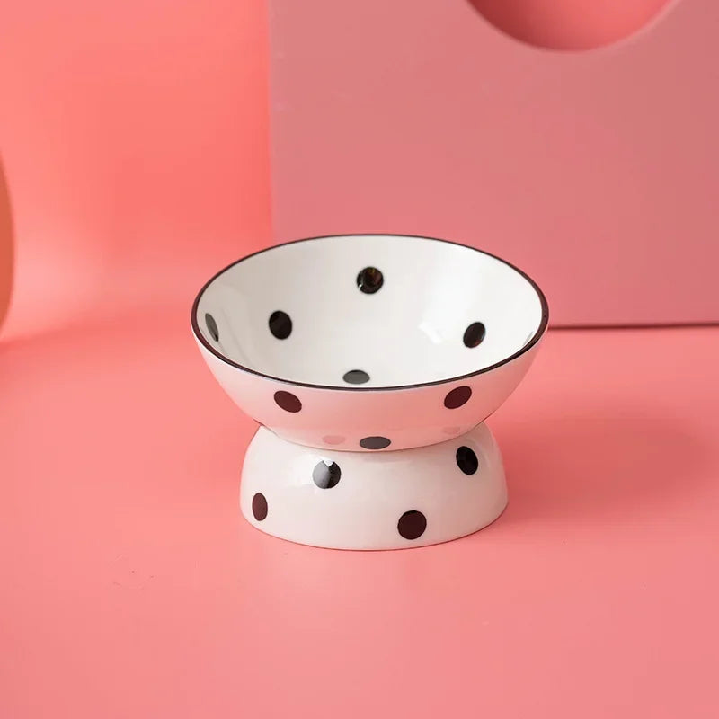 ceramic pet bowl with dots, view 12 - MRSLM