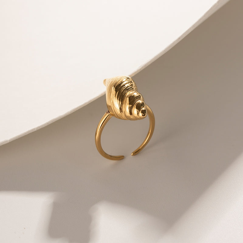 conch textured gold plated ring, view 5 - MRSLM