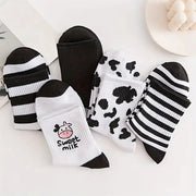 5 pairs cartoon printed ankle socks, view 6 - MRSLM