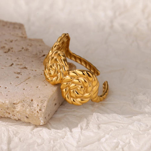 rose flower adjustable stainless steel ring - MRSLM