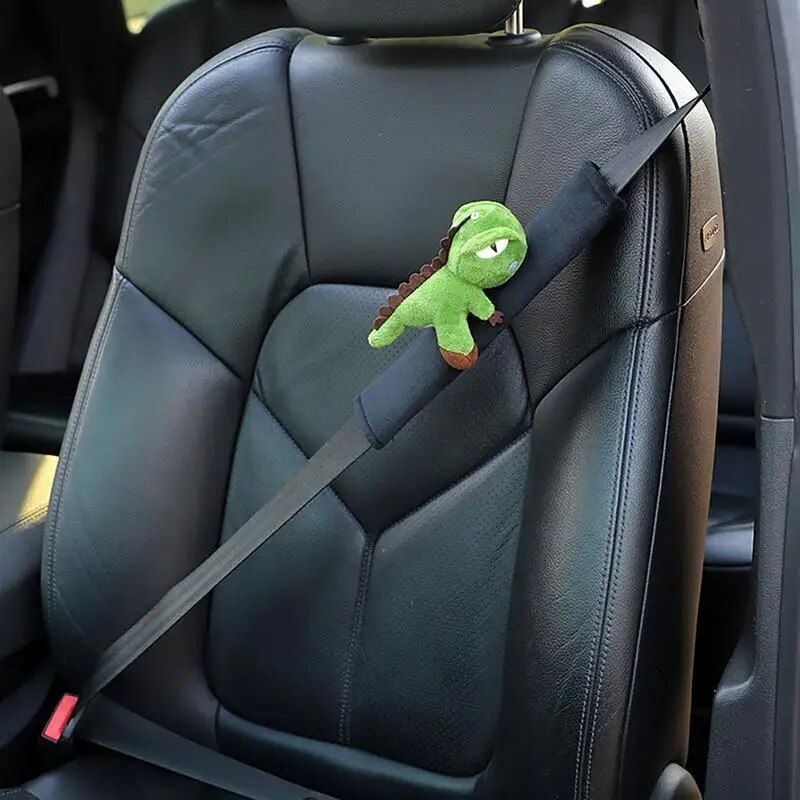 Green Dinosaur Plush Car Seat Belt Cover for Comfort & Style