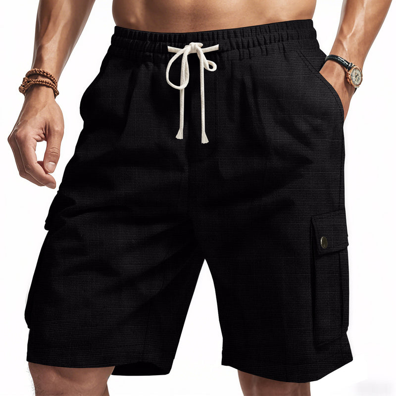 men's workwear linen blend beach shorts, view 2 - MRSLM