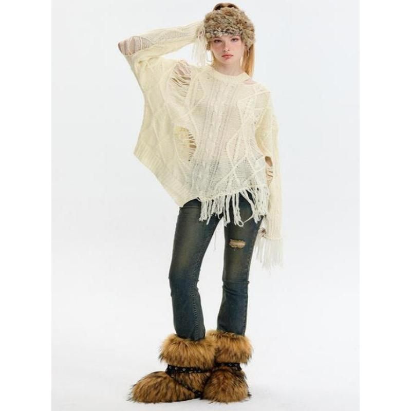 knitted hollow out pullover, view 10 - MRSLM