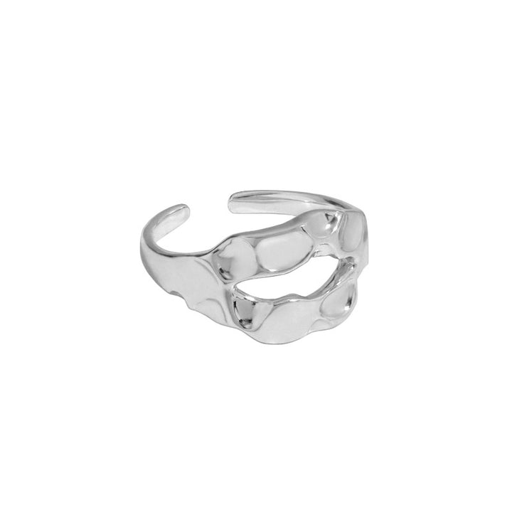 Simple Design Irregular Surface Hammer Texture S925 Sterling Silver Ring For Women